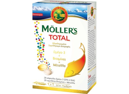 Moller's Total Ιχθυέλαιο Ωμέγα 3 28 κάψουλες + Βιταμίνες & Μέταλλα 28 ταμπλέτες 