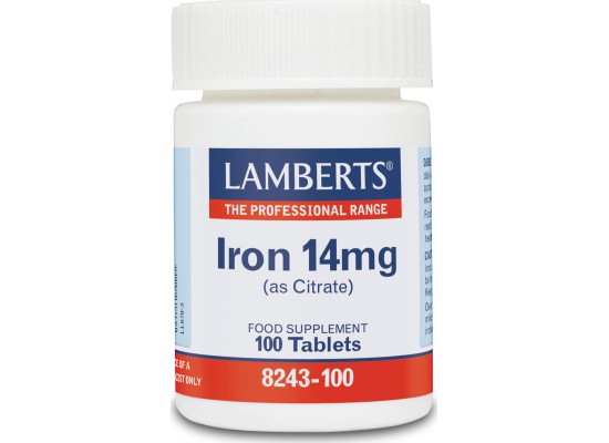 Lamberts Iron 14mg  Συμπλήρωμα Διατροφής με Σίδηρο 100 Ταμπλέτες