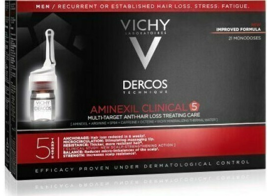 Vichy Dercos Technique Aminexil Clinical 5 Αμπούλες Μαλλιών κατά της Τριχόπτωσης για Άνδρες 21x6ml 