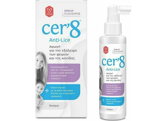 Cer'8 Anti Lice Spray Αγωγή Για Την Εξάλειψη Των Ψειρών Και Της Κόνιδας 125ml