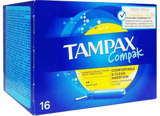 Tampax Compak Regular Tampons with Applicator, Ταμπόν για Κανονική Ροή 16τμχ