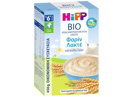 Hipp Bio Βρεφική Κρέμα Φαρίν Λακτέ Δημητριακά με Γάλα & Σιμιγδάλι 6m+ 450gr
