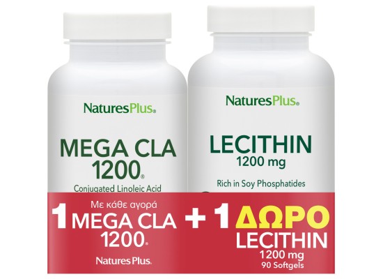 Nature's Plus Συμπλήρωμα Διατροφής με CLA & Λεκιθίνη Mega CLA 1200mg 60 μαλακές κάψουλες & Lecithin 1200mg 90 μαλακές κάψουλες