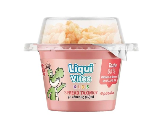 Vican Ταχίνι Liqui Vites Kids Spread με Έξτρα Πρωτεΐνη με Κόκκους Ρυζιού & Φράουλα 44gr