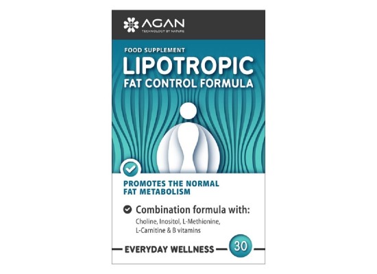 Agan Lipotropic Fat Control Formula Συμπλήρωμα Διατροφής με 4 Λιποτροπικά Αμινοξέα 30 Κάψουλες