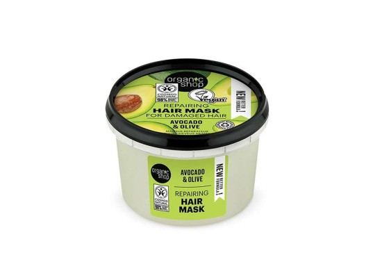 Organic Shop Avocado & Olive Μάσκα Μαλλιών για Επανόρθωση 250ml