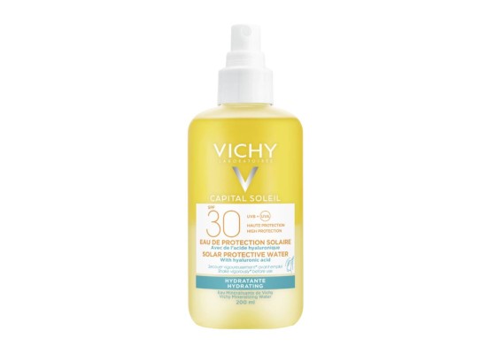 Vichy Solar Protective Water with Hyaluronic Acid Hydrating Αντηλιακό Νερό με SPF30 για Ενυδάτωση 200ml