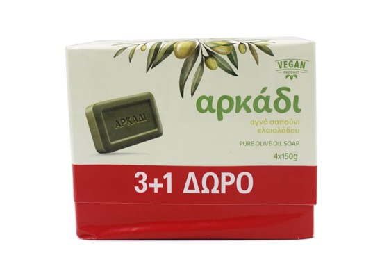Αρκάδι Φυτικό Πράσινο Σαπούνι με Ελαιόλαδο 3 + 1 Δώρο 150gr
