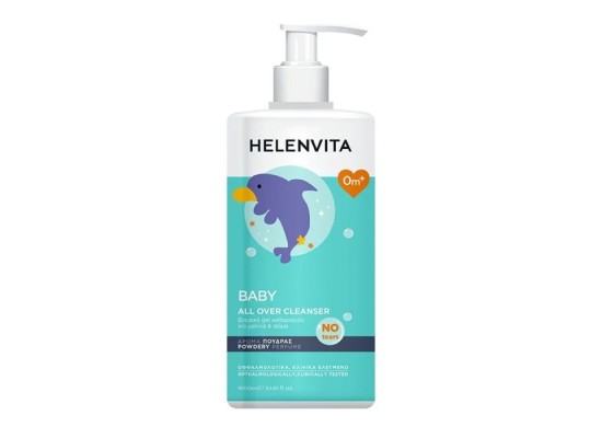 Helenvita Baby All Over Cleanser Perfume Talc Βρεφικό Σαμπουάν και Αφρόλουτρο για Σώμα & Μαλλιά με Αντλία 1lt