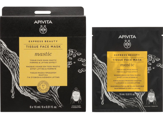 Apivita Express Beauty Mastic Tissue Face Mask Μάσκα Προσώπου Μαστίχα για Σύσφιξη & Αίσθηση Lifting 15ml