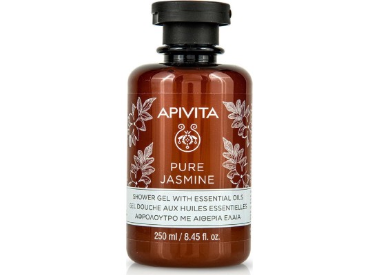 Apivita Pure Jasmine Shower Gel Essential Oils Κρεμώδες Αφρόλουτρο με Αιθέρια Έλαια & Άρωμα Γιασεμί 250ml