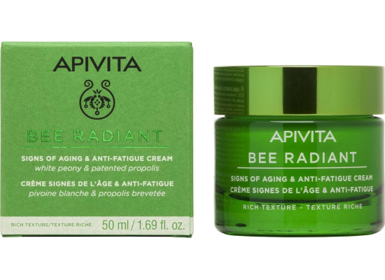 Apivita Bee Radiant White Peony & Patented Propolis Rich Ενυδατική & Αντιγηραντική Κρέμα Προσώπου Ημέρας για Ξηρές Επιδερμίδες με Υαλουρονικό Οξύ 50ml