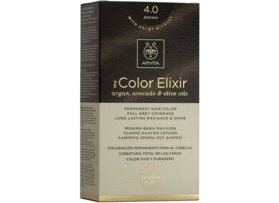 Apivita My Color Elixir Σετ Βαφή Μαλλιών Χωρίς Αμμωνία 4.0 Φυσικό Καστανό 125ml