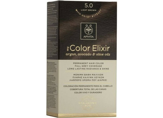 Apivita My Color Elixir Σετ Βαφή Μαλλιών Χωρίς Αμμωνία 5.0 Καστανό Ανοιχτό 125ml