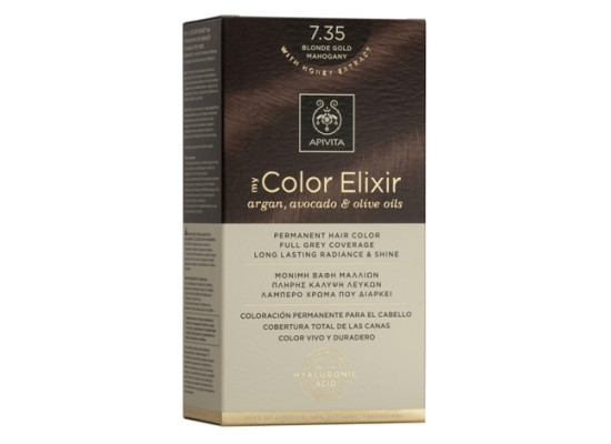 Apivita My Color Elixir Σετ Βαφή Μαλλιών Χωρίς Αμμωνία 7.35 Ξανθό Μελί Μαονί 125ml