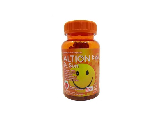 ALTION Kids D3 Sun Παιδικό Συμπλήρωμα Διατροφής Βιταμίνης D3 για Καλή Υγεία Οστών & Ανοσοποιητικού 60 Ζελεδάκια