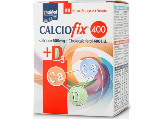 Intermed Calciofix 400 Συμπλήρωμα διατροφής Ασβεστίου & Βιταμίνης D3 90 δισκία