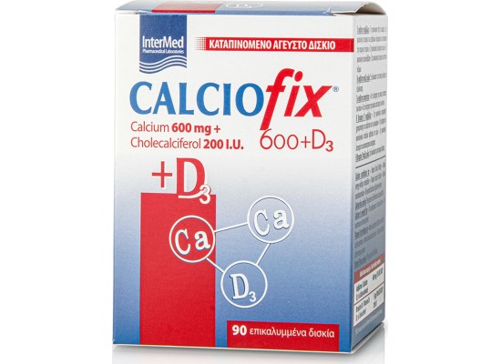 Intermed Calciofix Συμπλήρωμα Διατροφής Ασβεστίου 600mg & Βιταμίνης D3 200iu 90 Ταμπλέτες