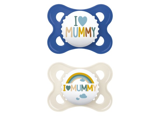Mam Πιπίλα Ι Love Mummy & Daddy Σιλικόνης Μπλε 2-6 μηνών