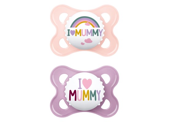 Mam Πιπίλα Ι Love Mummy Σιλικόνης 6-16 μηνών Ροζ 2τμχ