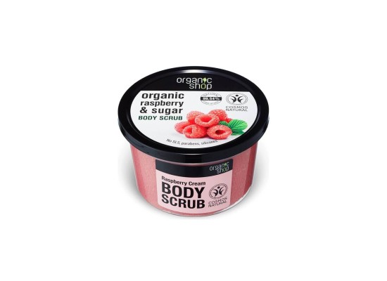 NATURA SIBERICA Organic Shop Raspberry Cream Body Scrub Scrub Σώματος με Βατόμουρο & Ζάχαρη 250ml 