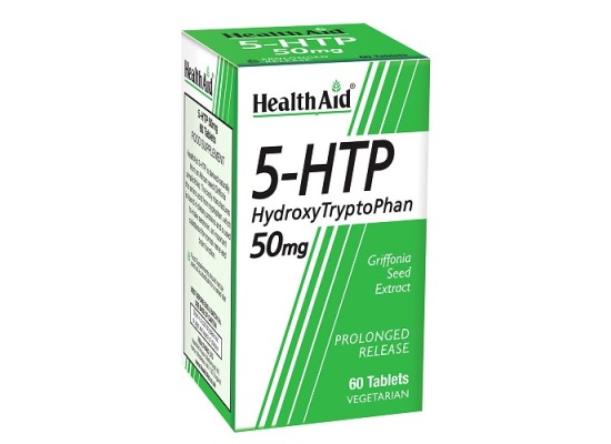 HEALTH AID 5-HTP Hydroxytryptophan 50mg Συμπλήρωμα Διατροφής με Τρυπτοφάνη & Σεροτονίνη για Βελτίωση Νευρικής & Εγκεφαλικής Λειτουργίας 60tabs