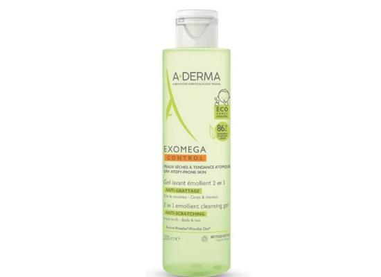 ADERMA Exomega Control Gel 2 in 1 Καθαρισμού για Σώμα/Μαλλιά για Ατοπικό Δέρμα 200ml