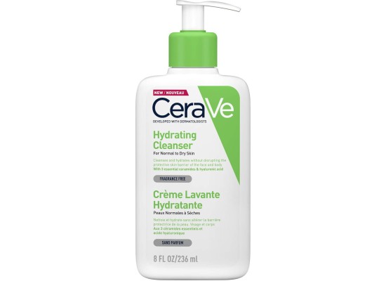 CERAVE Hydrating Normal To Dry Skin Cleanser Cream Κρέμα Καθαρισμού για Πρόσωπο & Σώμα Κανονική/Ξηρή Επιδερμίδα 236ml