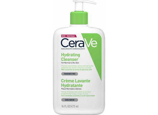CERAVE Hydrating Normal To Dry Skin Cleanser Cream Κρέμα Καθαρισμού για Πρόσωπο & Σώμα Κανονική/Ξηρή Επιδερμίδα 473ml