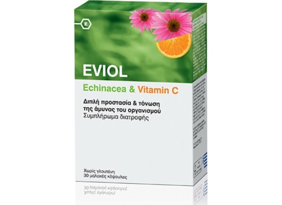 EVIOL Echinacea & Vitamin C Συμπλήρωμα για την Ενίσχυση του Ανοσοποιητικού 30 μαλακές κάψουλες