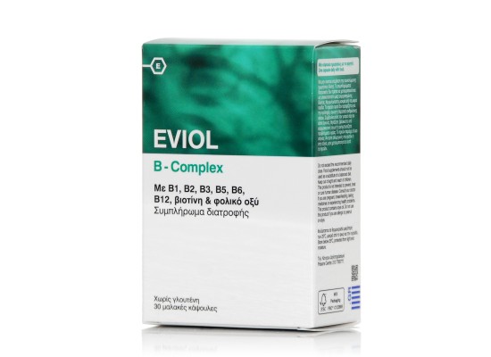 EVIOL B - Complex Συμπλήρωμα Διατροφής Σύμπλεγμα Β, Βιοτίνη & Φολικό Οξύ 30 μαλακές κάψουλες