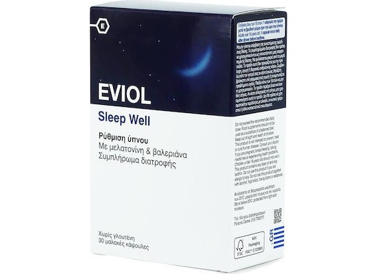 EVIOL Sleep Well Συμπλήρωμα Διατροφής για την Ρύθμιση του Ύπνου 30 μαλακές κάψουλες