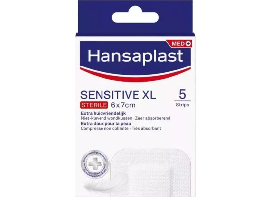 Hansaplast Αποστειρωμένα Αυτοκόλλητα Επιθέματα Med+ Sensitive XL 7x6cm 5τμχ