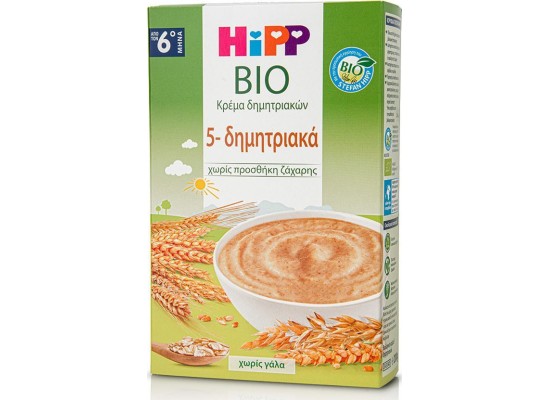 Hipp Κρέμα 5 Δημητριακών Χωρίς Γάλα από τον 6ο Μήνα 200gr