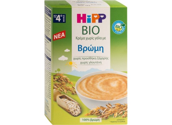 HIPP Βρεφική Κρέμα Bio Χωρίς Γάλα με Βρώμη από 5 Μηνών 200gr