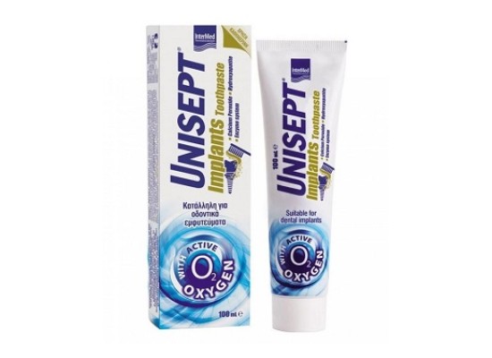 INTERMED Unisept Implants Toothpaste 100ml Οδοντόκρεμα Καθημερινής Χρήσης Κατάλληλη Για Οδοντικά Εμφυτεύματα 100ml