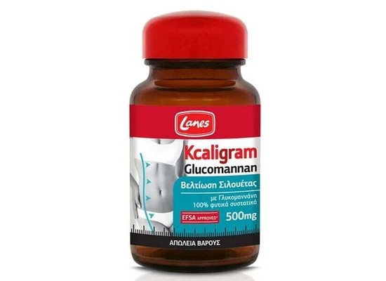 LANES Kcaligram Glucomannan Συμπλήρωμα Διατροφής με Γλυκομαννάνη για Έλεγχο του Σωματικού Βάρους - 60 Κάψουλες