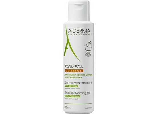 A-DERMA Exomega Control Emollient Foaming Gel Μαλακτικό Αφρίζον Τζελ Κατάλληλο για Ατοπική Επιδερμίδα 500ml