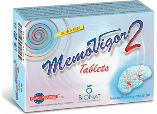 BIONAT  Memovigor 2 Μοναδικό Συμπλήρωμα Διατροφής για Ενίσχυση Μνήμης & Αντιμετώπιση Εμβοών, Ιλίγγων 20 tabs