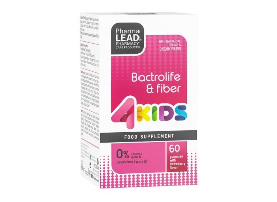 Pharmalead 4 Kids Bactrolife & Fiber Συμπληρωμα Διατροφής Προβιοτικά & Φυτικές ίνες με Γεύση Φράουλα 60 ζελεδάκια