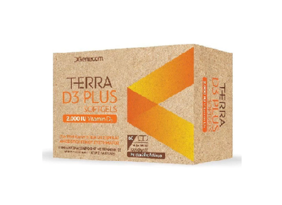 TERRA D3 Plus 2000 IU Συμπλήρωμα Διατροφής με Βιταμίνη D3 60 μαλακές κάψουλες