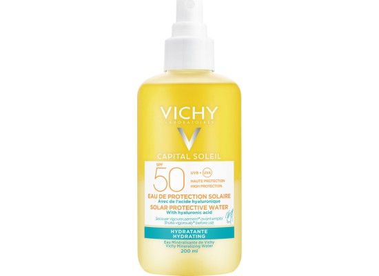 Vichy Solar Protective Water with Hyaluronic Acid Hydrating Αντηλιακό Νερό με SPF50 για Ενυδάτωση 200ml