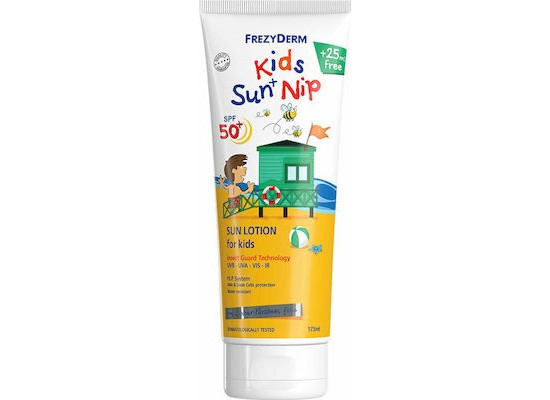 FREZYDERM Αδιάβροχο Βρεφικό Αντηλιακό Γαλάκτωμα Sun+Nip για Πρόσωπο & Σώμα SPF50 175ml