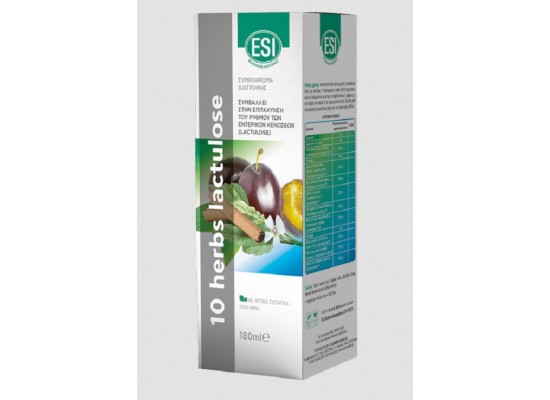 Esi 10 Herbs Lactulose Dietary Συμπλήρωμα Διατροφής για την Ομαλή Λειτουργία του Εντέρου 180ml