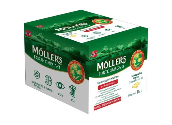 Moller's Forte Omega-3 Μείγμα Ιχθυελαίου & Μουρουνέλαιου 150 κάψουλες