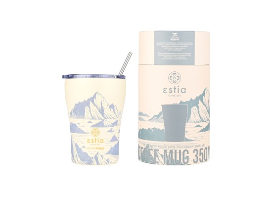 Estia Home Art Save The Aegean Alpine Essence Ποτήρι Θερμός με Καλαμάκι & Βουρτσάκι Καθαρισμού 350ml