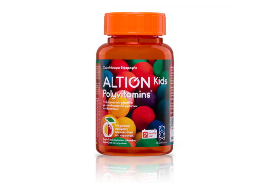 ALTION Kids Polyvitamins Παιδικές Πολυβιταμίνες Με Φυσικά Αρώματα Πορτοκαλιού & Κερασιού 60 Ζελεδάκια