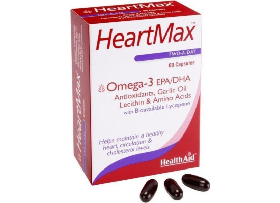 HEALTH AID HeartMax Συμπλήρωμα Διατροφής για την Καρδιά, το Κυκλοφορικό & Χαμηλή Χοληστερίνη 60 κάψουλες