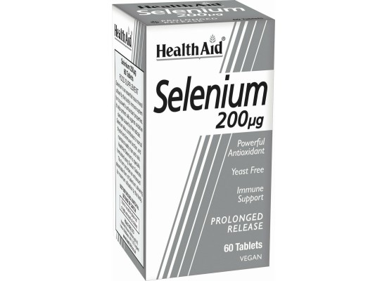 HEALTH AID Selenium 200mg Συμπλήρωμα Διατροφής με Σελήνιο για Αντιοξειδωτική Προστασία 60 ταμπλέτες