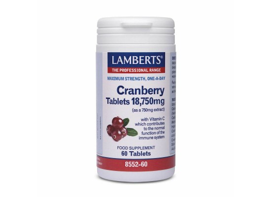 LAMBERTS Cranberry 18,750mg Συμπλήρωμα Διατροφής για την Υγεία του Ουροποιητικού Συστήματος - 60 Ταμπλέτες